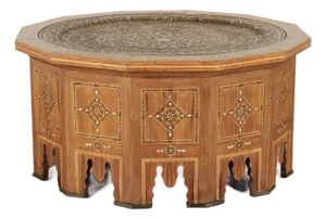 Antique Moroccan Inlaid Table With Tray Top