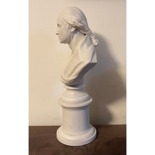 Antique 19th Century English Parian Porcelain Library Bust of President George Washington After Houdon Dated 1853 For Sale - Image 12 of 18