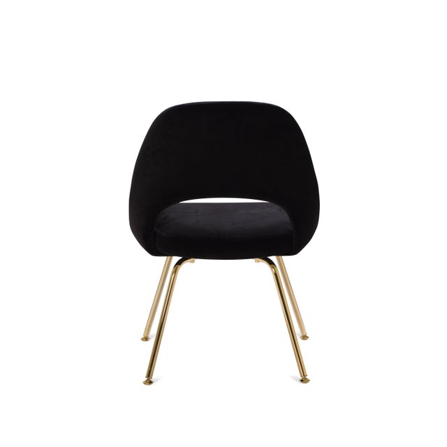 Mid-Century Modern Saarinen Executive Armless Chairs in Noir Velvet, Custom Gold Edition - Set of 6 For Sale - Image 3 of 7