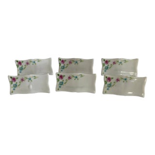 Set of 6 Vintage Floral Porcelain Chopstick Rests For Sale