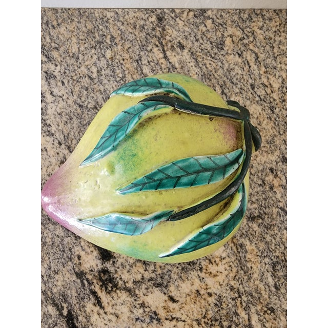 Extra Large Vintage Chinese Green and Pink Glazed Ceramic Peach Altar Fruit For Sale - Image 11 of 11