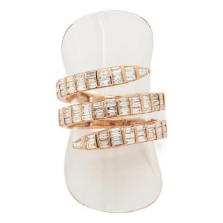 Diamond and Rose Gold Wrap Ring, Size 7 For Sale
