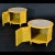 1970s 1970s Yellow and White Round Travertine Top Side Tables With Storage For Sale - Image 5 of 12
