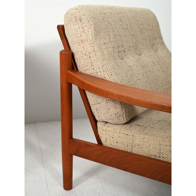 Danish Lounge Chairs with Beige Cushions, 1950s, Set of 2 For Sale - Image 6 of 12