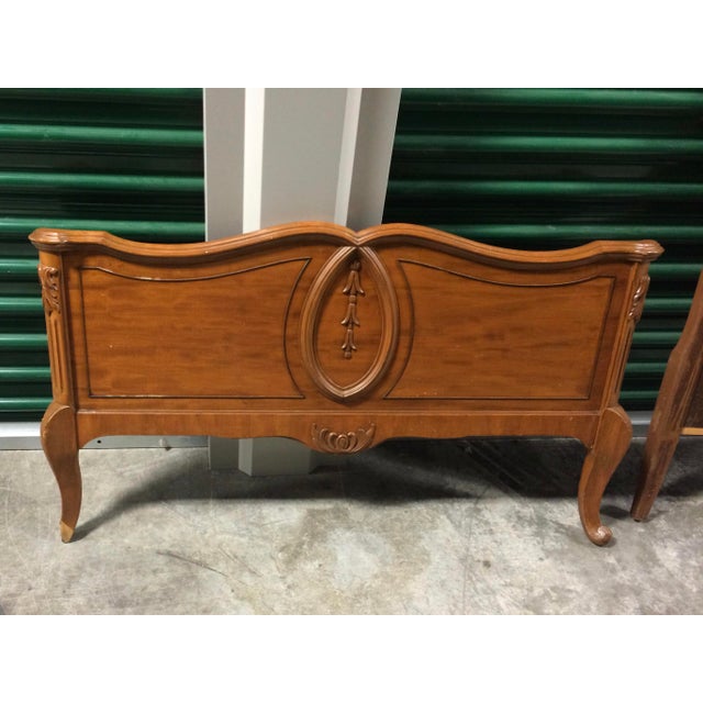 Antique French Twin Bed Headboard and Footboard With Carved Details 2