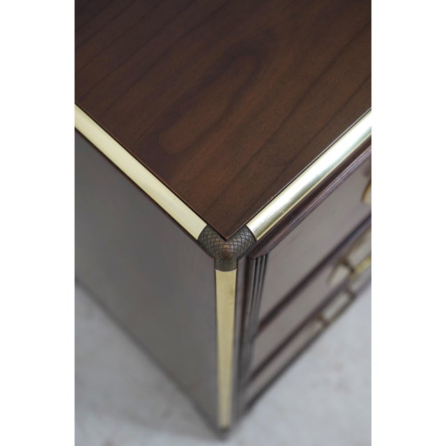Baker Furniture Company Baker 3 Drawer Cherry Oriental Campaign Style Chest For Sale - Image 4 of 17
