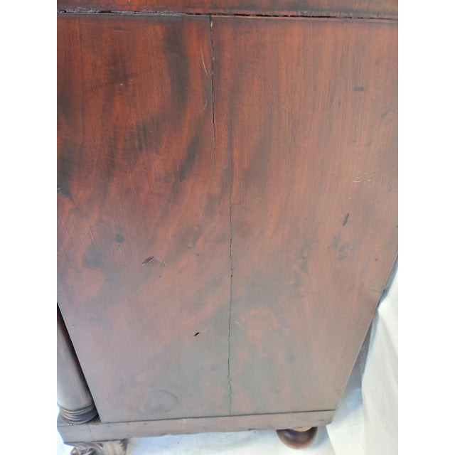 Brown Antique Empire Neoclassical Figured Mahogany Desk Drop Front With Shell Carving For Sale - Image 8 of 13