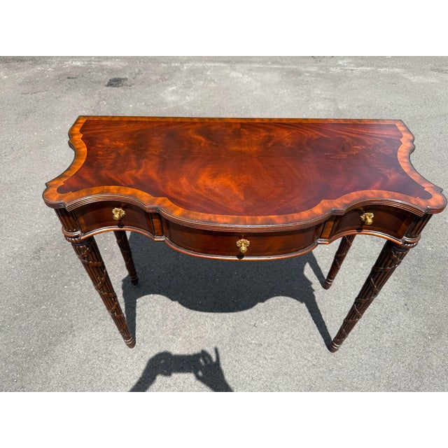 Maitland Smith Flame Mahogany Federal Style Console Table For Sale - Image 9 of 10