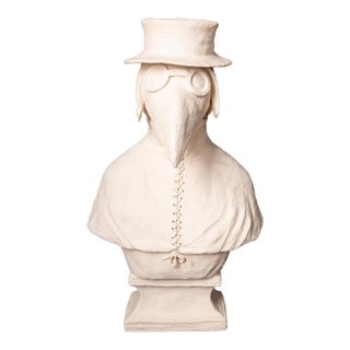 Terracotta Anthropomorphic Bust of a Dog Wearing a Plague Dr Mask For Sale