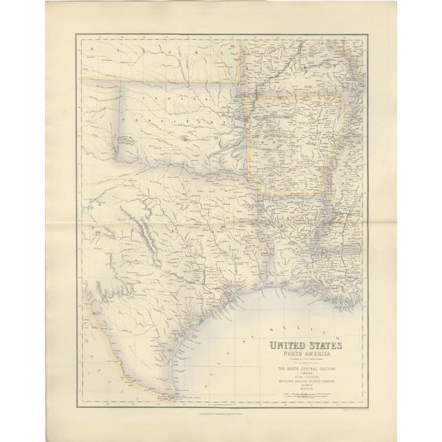 Antique Map of Texas and Louisiana with Indian Territory, 1860 For Sale - Image 3 of 8