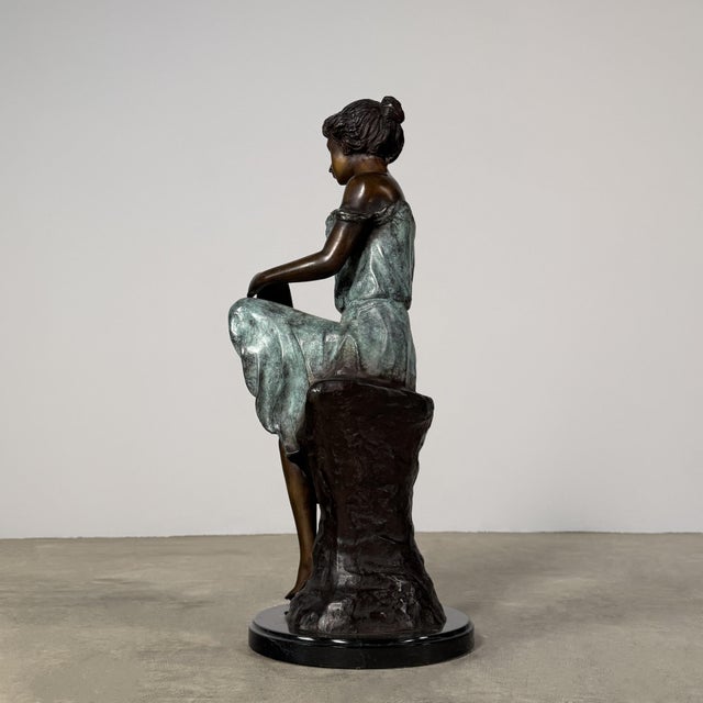 Bronze Neoclassical Sculpture, Woman With Vessel - 24" H For Sale - Image 9 of 10