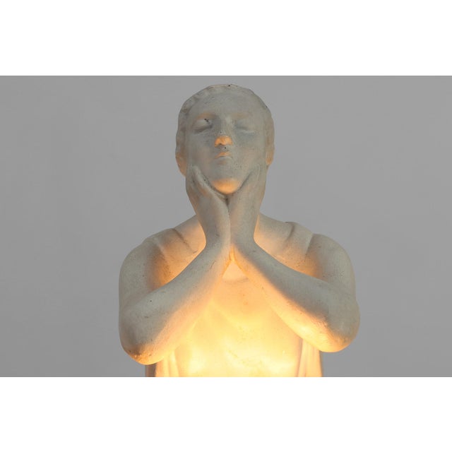 1930s Art Deco Vichy Advertising Lamp in Plaster, Belgium, 1930s For Sale - Image 5 of 14