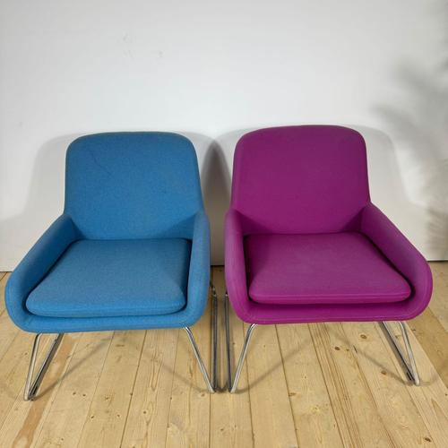 Mid-Century Wool Armchairs with Metal Legs 1970s, Set of 2 For Sale - Image 3 of 8