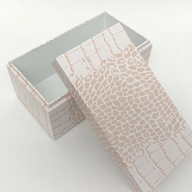 Wood Pink Crocodile Pattern American Made Wood Box For Sale - Image 7 of 10