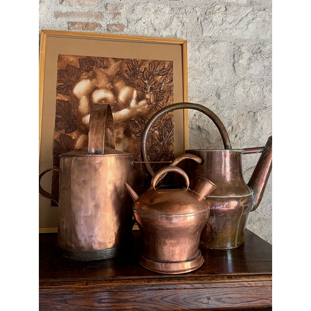 Large French Antique Copper Watering Can & Wrought Iron Rim, 19th Century For Sale - Image 10 of 18