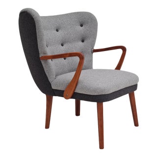 Danish Completely Renovated Lounge Armchair, 60s, Furniture Wool For Sale