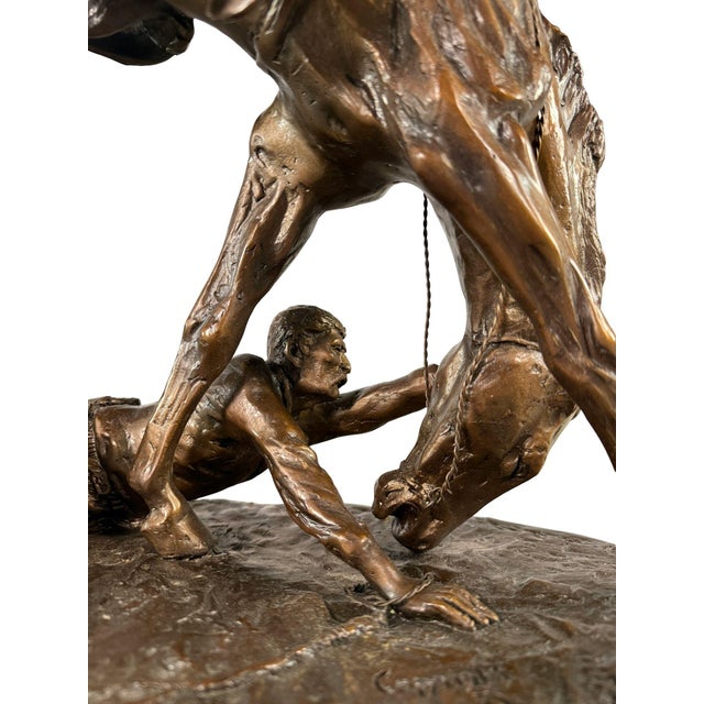 "Wicked Pony" Signed Bronze Sculpture After Frederic Remington - 19" H For Sale - Image 4 of 9