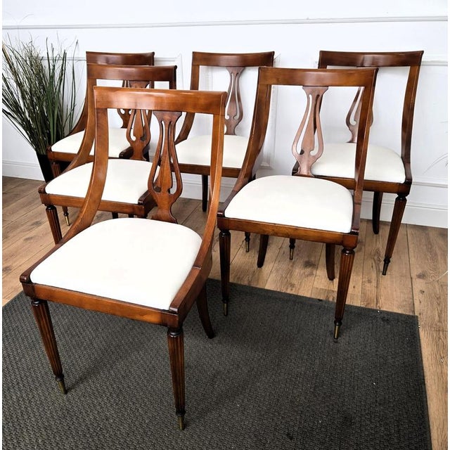 Italian Biedermeier Style Walnut Gondola Dining Chairs, 1950s, Set of 6 For Sale - Image 11 of 12
