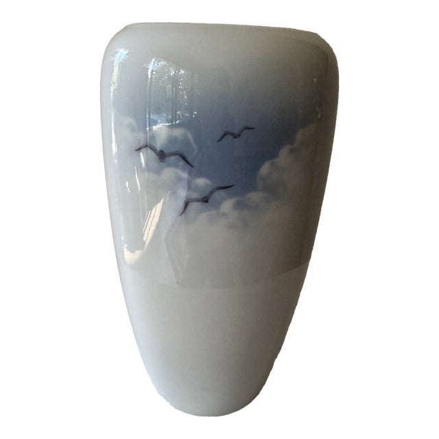 Royal Copenhagen Porcelain Vase — Coastal Cliffs & Seagulls Landscape, Model 2694 — First Quality For Sale