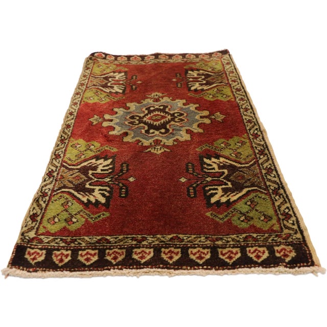 Mid-Century Modern Vintage Turkish Yastik Rug, 1'8 X 3'2 For Sale - Image 3 of 7