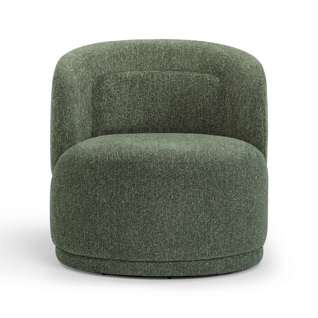 Boho Chic Massa Textured Green Swivel Accent Chair For Sale - Image 3 of 8