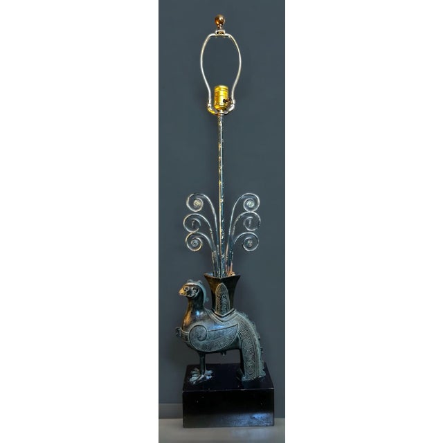 1950s 1950s William Billy Haines Chinese Bronze Style Hollywood Regency Rooster Lamp, Unmarked For Sale - Image 5 of 5