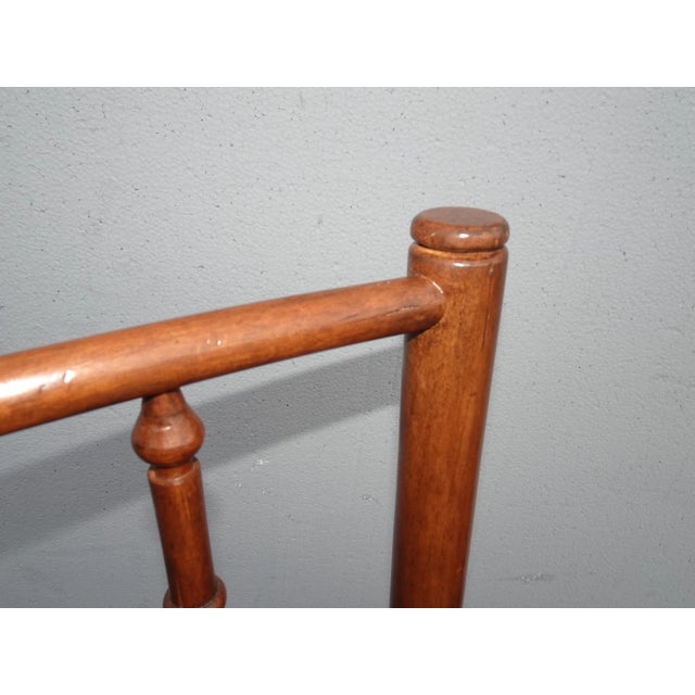 Wood Vintage French Country Brown Rush Oversized Side Chair For Sale - Image 7 of 13