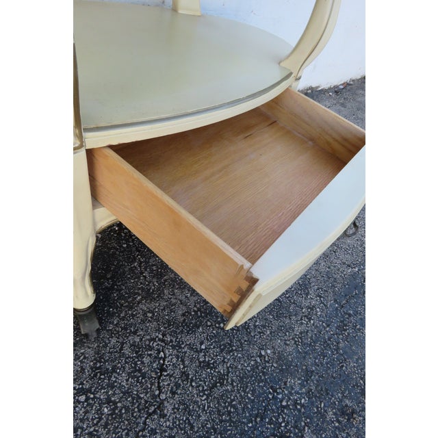 Wood 1960s White Furniture French Pained Two Tiers Bar Liquor Cart Server For Sale - Image 7 of 18