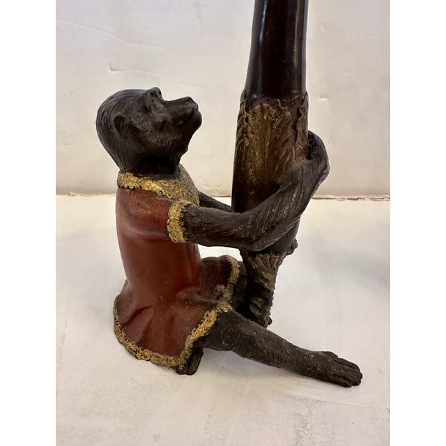 Bronze Painted Monkey Motif Candlesticks -a Pair For Sale - Image 10 of 10