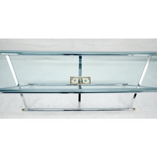 Chrome X Base Glass Top 67" Long Console Sofa Table Mid Century Modern c1970s For Sale - Image 9 of 13