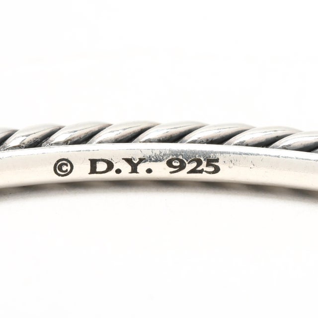 Modern David Yurman Twisted Bangle Bracelet, Sterling Silver, 7.62 Inches For Sale - Image 3 of 3