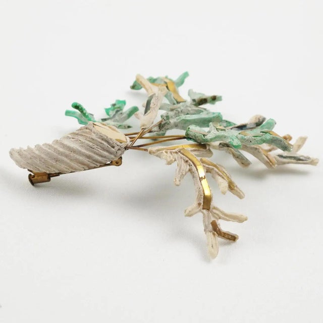 Metal Line Vautrin Talosel and Mirrors Brooch St Hubert Model For Sale - Image 7 of 11