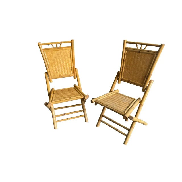 Set of Bamboo Rattan Folding Chairs, 1960s For Sale - Image 13 of 13