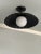 Modern Black Flush Mount Ceiling Light With Sculpted Shade and Milk Glass Globe For Sale - Image 11 of 13