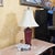 Vintage Burgundy Glazed Ceramic Table Lamp With Bell Shade, Circa Late 20th Century For Sale - Image 12 of 18