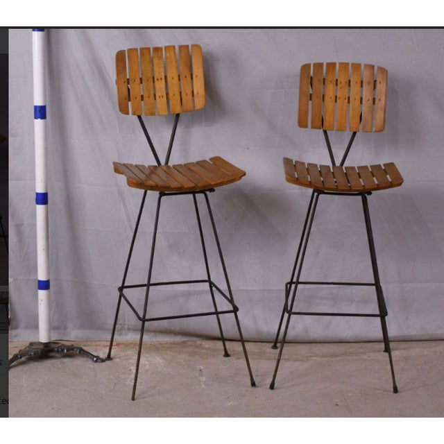 Late 20th Century Late 20th Century Pair of Metal Bar Chairs With Slatted Seats and Backs For Sale - Image 5 of 7