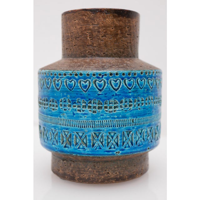 Vintage Rimini Blue Ceramic Vase by Aldo Londi for Bitossi, Italy, 1960s For Sale - Image 12 of 13