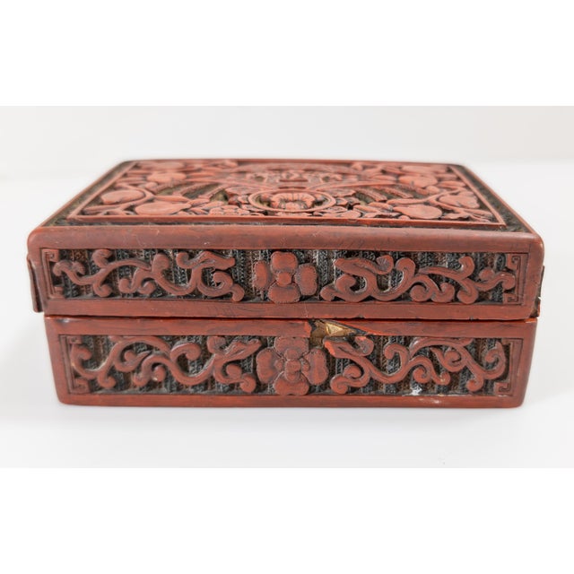 Paint 20th Century Chinese Imperial Three Color Cinnabar Lacquer 'Chun' Spring Box For Sale - Image 7 of 12