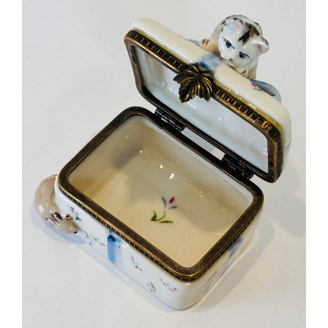 Porcelain Collectible Box Cat With Mouse For Sale - Image 9 of 12
