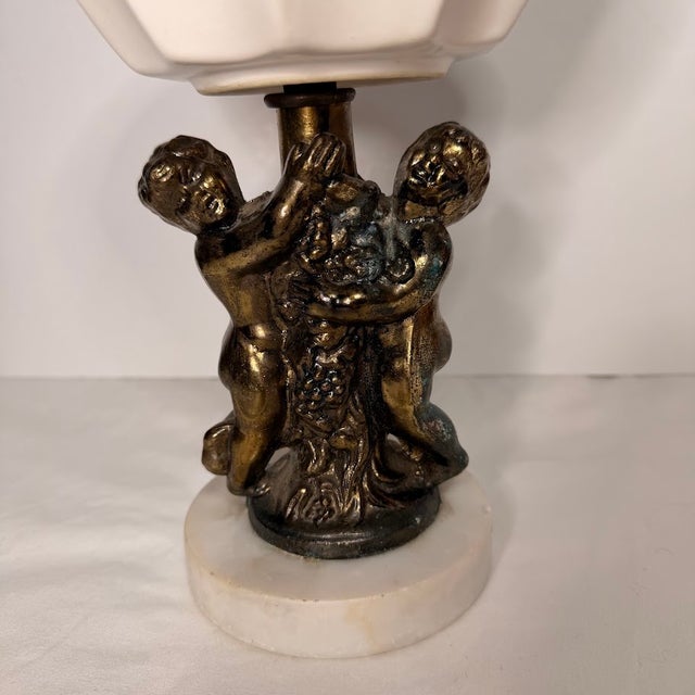 Vintage Italian Marble Cherub Pedestal Bowl Bronze Tone Brass Putti Angel Romantic Cheribum Angels Romance For Sale - Image 13 of 13