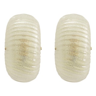 Italian Murano Glass and Brass Wall Lights, 1990s, Set of 2 For Sale