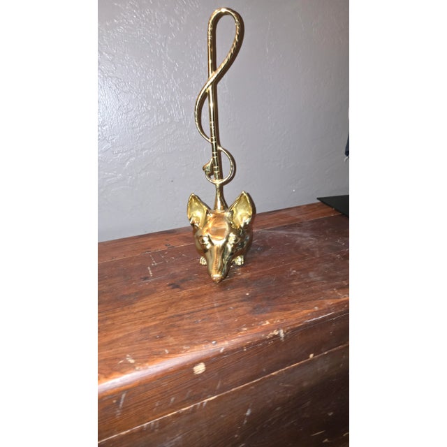 Mid-20th Century Virginia Metalcrafters Brass Fox Head and Riding Crop Doorstop For Sale - Image 10 of 12