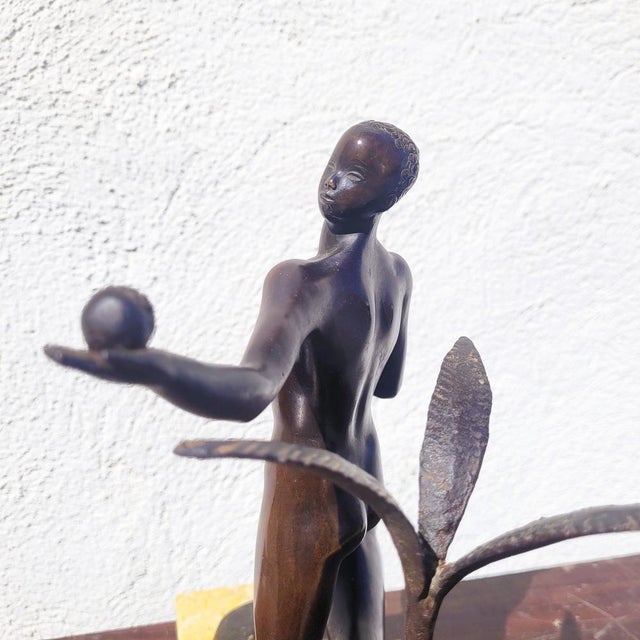 20th Century Man with Antelope in Bronze and Marble For Sale - Image 10 of 18