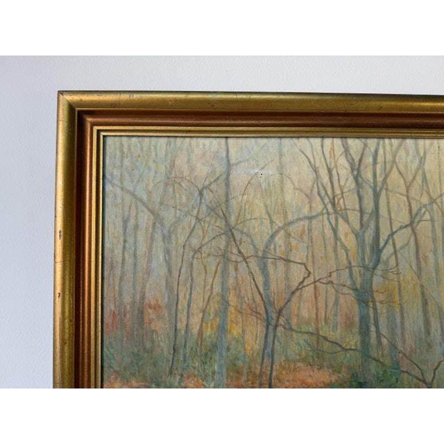 1970s 1970’s Dorothy v. Riley “Tranquil Autumn Scene” Woodland Landscape Oil Painting, Wood Frame For Sale - Image 5 of 12