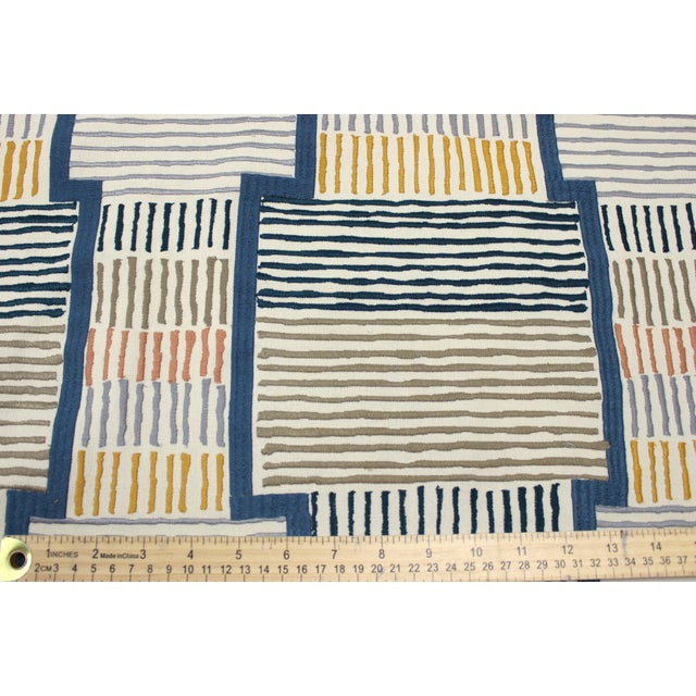 Thread Christiane Lemieux Orion Navy Blue Taupe Mustard Embroidered Drapery Fabric For Sale - Image 4 of 4