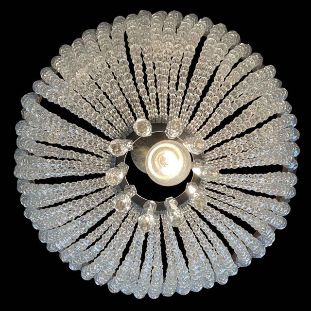 Vintage French Crystal and Brass Pendant Light, 1930s For Sale - Image 3 of 10