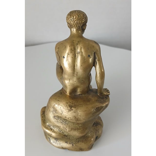 Classical Roman Seated Hermes or Mercury Resting Vintage Brass or Bronze Sculpture For Sale - Image 3 of 4