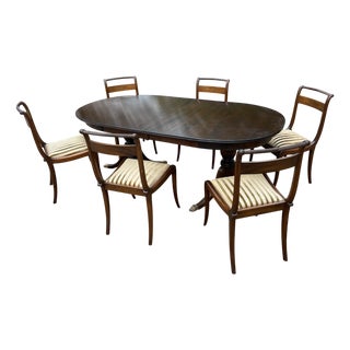 Vintage Mahogany Table with Chairs, 1970s, Set of 7 For Sale