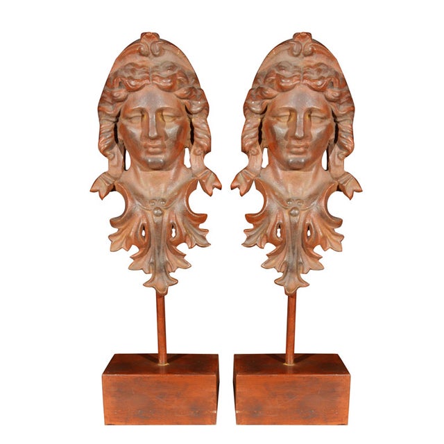 Iron Head Sculptures A Pair Chairish