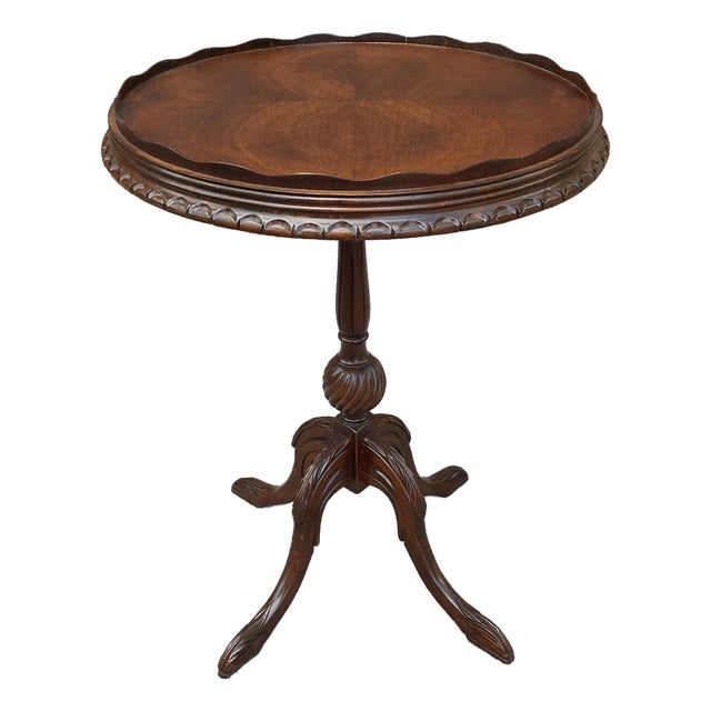 Refinished George II Stye Pie Crust Side Wine Plant Lamp Table, Circa 1890s For Sale